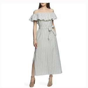 Elegant Off-Shoulder Striped Dress
